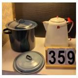 Red and White Granite Coffee Pot ~ Granite Cooking