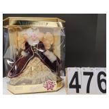 Happy Holidays Barbie Burgundy & Gold Dress