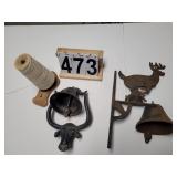 Pair of Cast Iron Bells ~ String Holder
