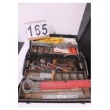 Metal Tool Box w/ Tools Includes Hand Drill ~