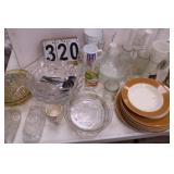 Blue Tote of Glassware w/ Vases ~ Plates ~ Bowls