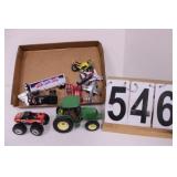 Flat Of Cars Includes JD Tractor