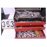 Metal Tool Box w/ Sockets & Socket Wrenches