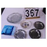 Group of Ash Trays (3 Glass 3 Metal)