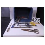 Blue Tote No Lid W/ Tin Snips - Saws - Screw -