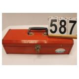 Metal Toolbox w/ Screwdriver ~ Drill Bits ~