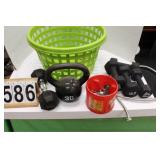 Green Basket w/ Hand Weights ~ Kettle Ball ~Chain