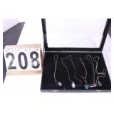 Display Case w/ 5 Necklaces Marked 925
