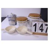 Box W/ 2 McCoy Soup Bowls - 2 Glass Canisters-
