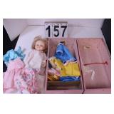 Doll Trunk W/ Doll & Clothes