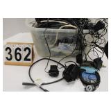 Clear Tote of Power Cords ~ Video Cables