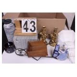 Box of Collectables w/ Candle Holders ~ Vase ~