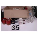 Box w/ Coffee Cups & Vases