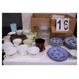 Box of Glass Ware w/ Coffee Cups ~ Small Plates