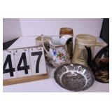 (3) Steins - Tea Pot - Bowl - Pitcher
