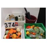 Tubs w/ Fall Decor ~ Wire Freezer Basket ~