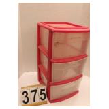 Pink Plastic 3 Drawer Storage Container