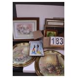 Box Of 9 Assorted Pictures Includes Girl In Garden