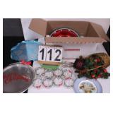 Box Of Holiday Items Includes Christmas Glasses-