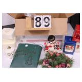 Box of Christmas Decor w/ Ornaments ~ Snowman