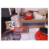 Box of Kitchen Items w/ Rotisserie for a Grill ~
