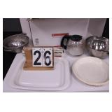 Box w/ Colander ~ Pie Pan ~ Electric Knife ~