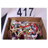Box W/ Jewelry Includes Red Beads