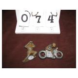 Metal Barclay military motorcycle and guy with