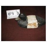 Vintage decoy measures 15" long orange glass eyes