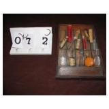 Vintage printing tray with old perfume and