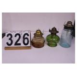 Blue Jar Oil Lamp - Green Oil Lamp - Yellow Oil -