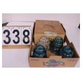Flat W/ Blue & Clear Insulators - Wood Cuban -