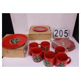(6) Christmas Plates - (6 ) Saucers - (6) -