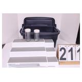 Blue Tub W/ Glass Spice Bottles - Expandable-