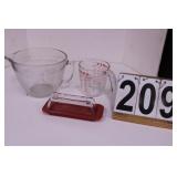 8 Cup Glass Measure - 2 C Pyrex - Butter Dish