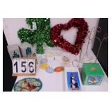 Box of Holiday Decor w/ Heart Wreath ~