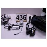 Camera Bag w/ 2 Sony Cameras 1 Powers On