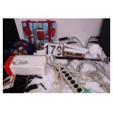 Box w/ Power Strips ~ Umpire Mask ~ Folding Cane ~