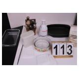 Box w/ Knife Block & Knives ~ Baking Dish ~ Bowls~