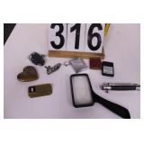 Flat W/ Knife - Heart Rock - Magnify Glass -