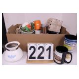 Box W/ Coffee Cups - Corning Ware Pot -