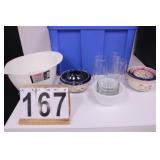 Blue Tote w/ Bowls ~ Small Plates ~ Glasses ~
