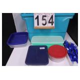 Green Tote w/ Glass Bowls ~ Storage Containers ~