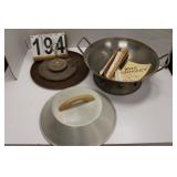 Wok w/ Lid ~ Wooden Snack Tray