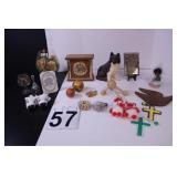 Clock - Dog - Wood Dove - Rose Flower In A Glass -