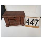 Wood Jewelry Box  3 Drawer W/ 2 Side Drops