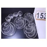 Clear Glass Snack Set 12 Plates & Cups