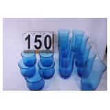 Blue Glasses 9 Water Glasses - 5 Juice Glasses