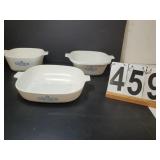 3 Corning Ware Corn Flower Pattern Casserole -