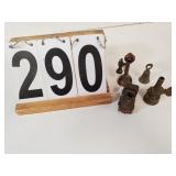 4 Brass Figurines Phone - Bell - Nozzle-Train